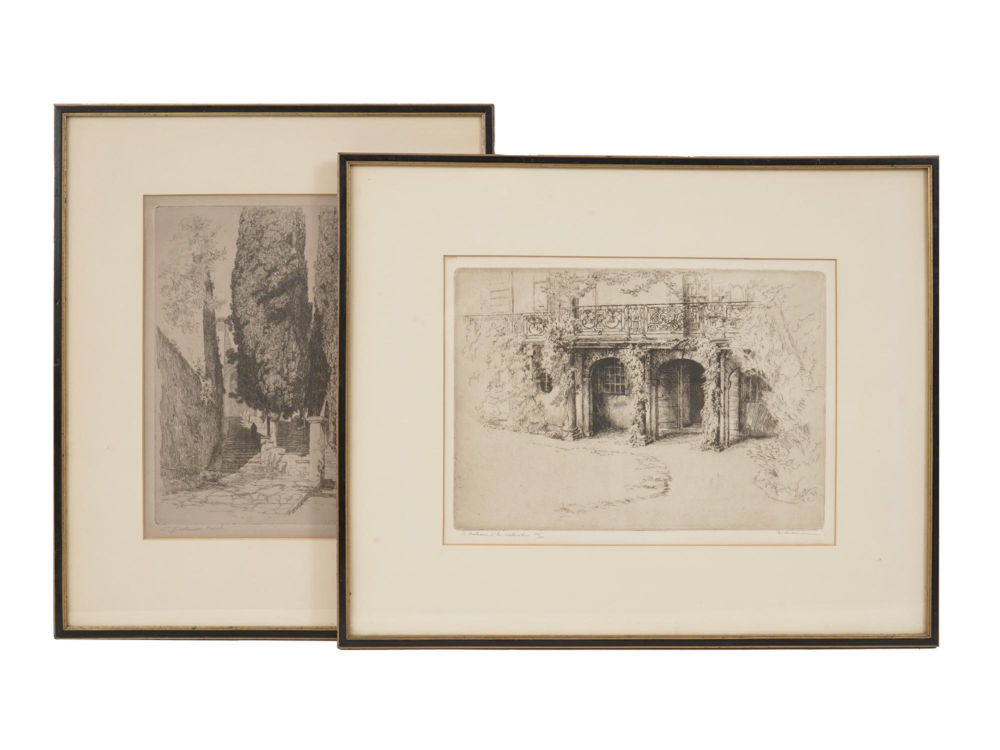 TWO FRENCH ETCHINGS BY MAURICE ACHENER PIC-0